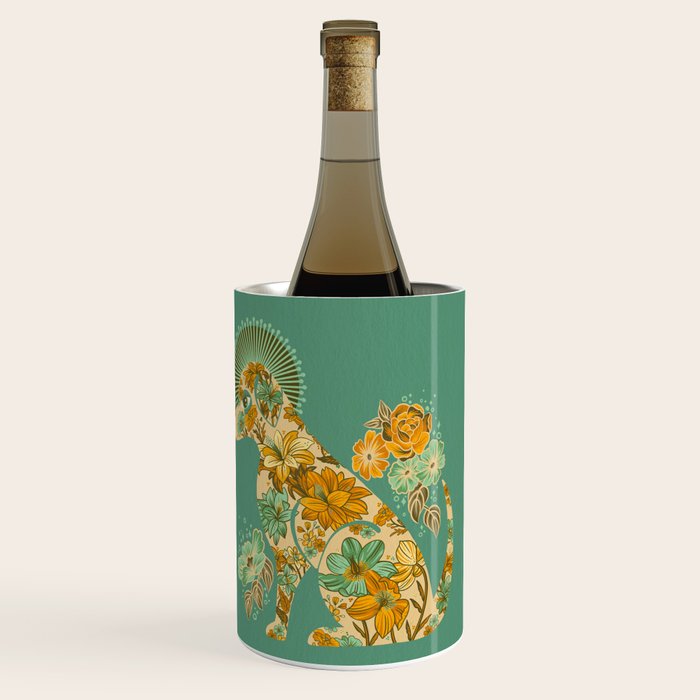 Porcelain Floral Dog - Mint & Ochre Wine Chiller Gallery Image 3