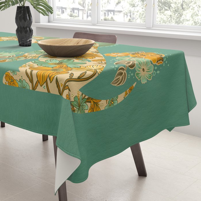 Porcelain Floral Dog - Mint & Ochre Tablecloth Gallery Image 3