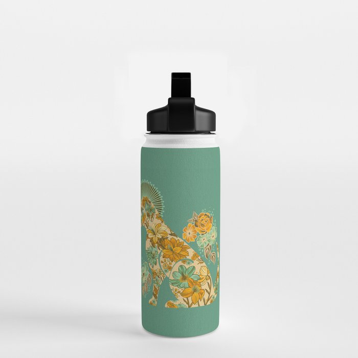 Porcelain Floral Dog - Mint & Ochre Water Bottle Gallery Image 2