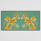 Porcelain Floral Dog - Mint & Ochre Desk Mat Gallery Image 3
