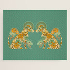 Porcelain Floral Dog - Mint & Ochre Jigsaw Puzzle Gallery Image 1
