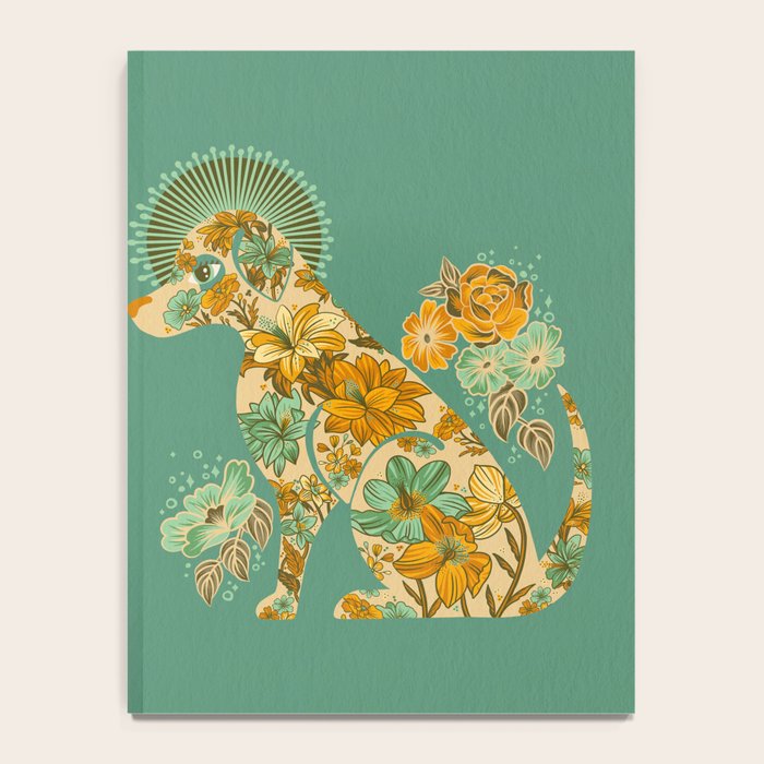 Porcelain Floral Dog - Mint & Ochre Notebook Gallery Image 4