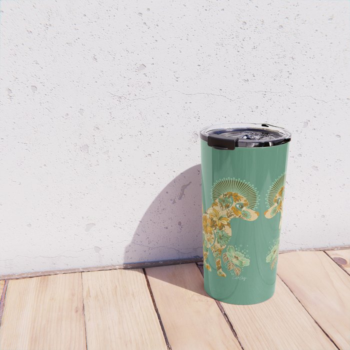 Porcelain Floral Dog - Mint & Ochre Travel Mug Gallery Image 4
