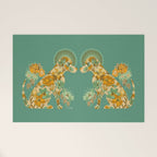 Porcelain Floral Dog - Mint & Ochre Welcome Mat Gallery Image 1