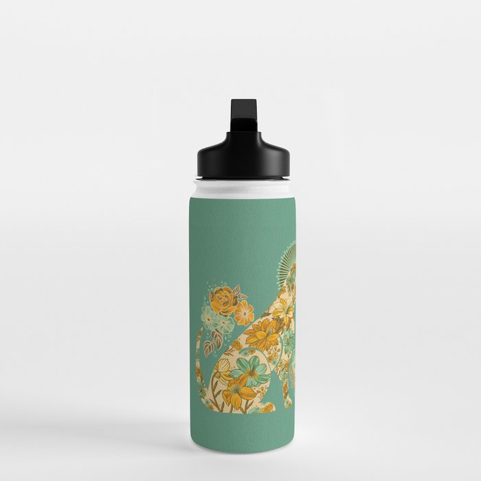 Porcelain Floral Dog - Mint & Ochre Water Bottle Gallery Image 3