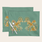 Porcelain Floral Dog - Mint & Ochre Placemat Gallery Image 1