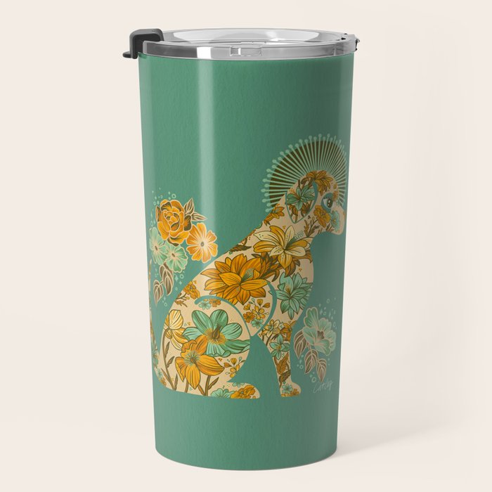 Porcelain Floral Dog - Mint & Ochre Travel Mug Gallery Image 3