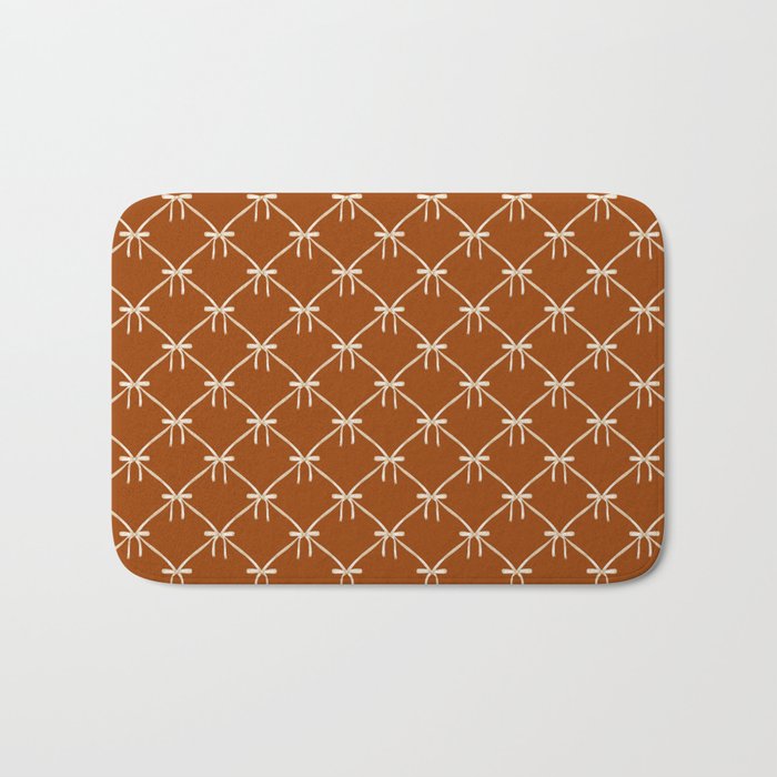 Bows & Ribbons Pattern XIV Rust Bath Mat Gallery Image 1
