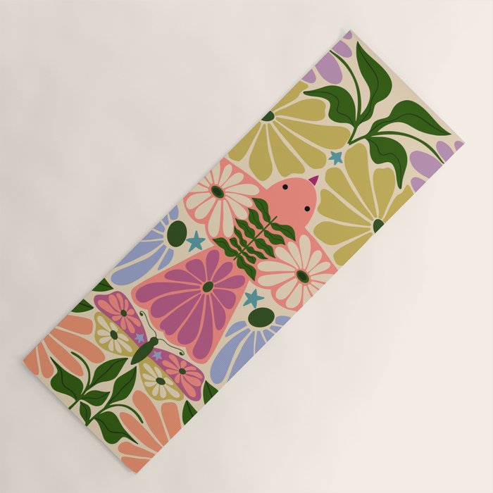 New Beginning - Floral Bird and Butterfly Yoga Mat Gallery Image 1