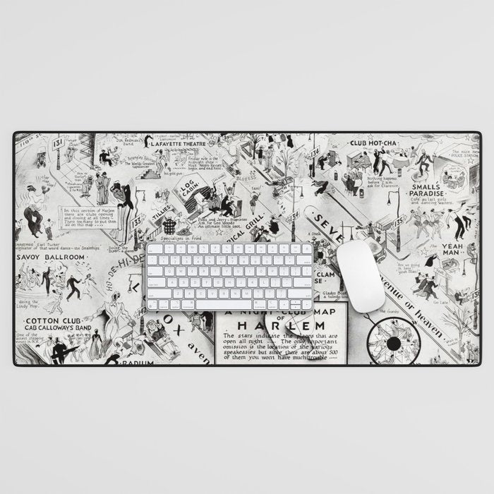 1932 Night-Club Map of Harlem, NY Centerfold from Manhattan Weekly by Elmer Simms Campbell Desk Mat Gallery Image 1