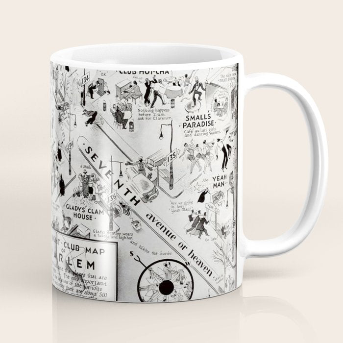 1932 Night-Club Map of Harlem, NY Centerfold from Manhattan Weekly by Elmer Simms Campbell Coffee Mug Gallery Image 1