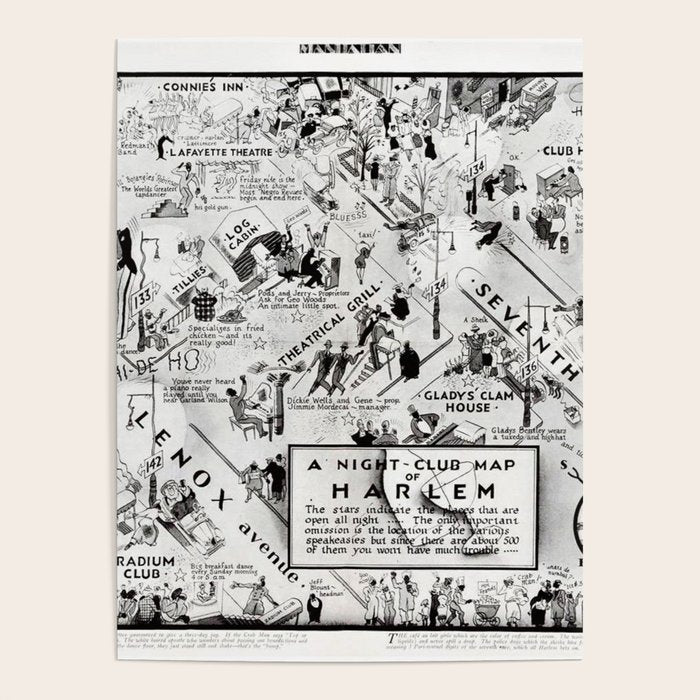1932 Night-Club Map of Harlem, NY Centerfold from Manhattan Weekly by Elmer Simms Campbell Poster Gallery Image 4