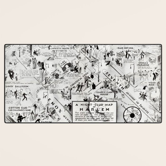 1932 Night-Club Map of Harlem, NY Centerfold from Manhattan Weekly by Elmer Simms Campbell Desk Mat Gallery Image 3