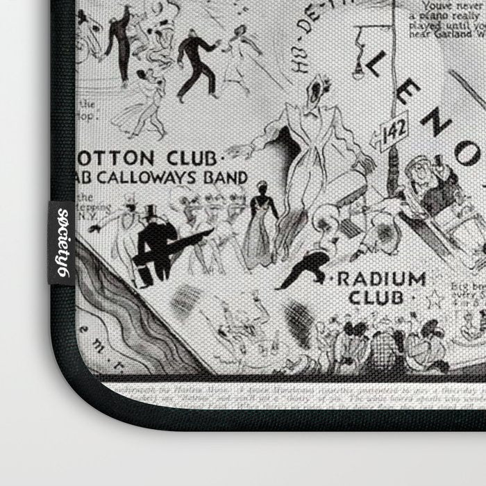 1932 Night-Club Map of Harlem, NY Centerfold from Manhattan Weekly by Elmer Simms Campbell Laptop Sleeve Gallery Image 3