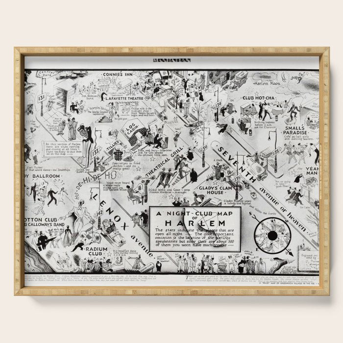 1932 Night-Club Map of Harlem, NY Centerfold from Manhattan Weekly by Elmer Simms Campbell Serving Tray Gallery Image 1