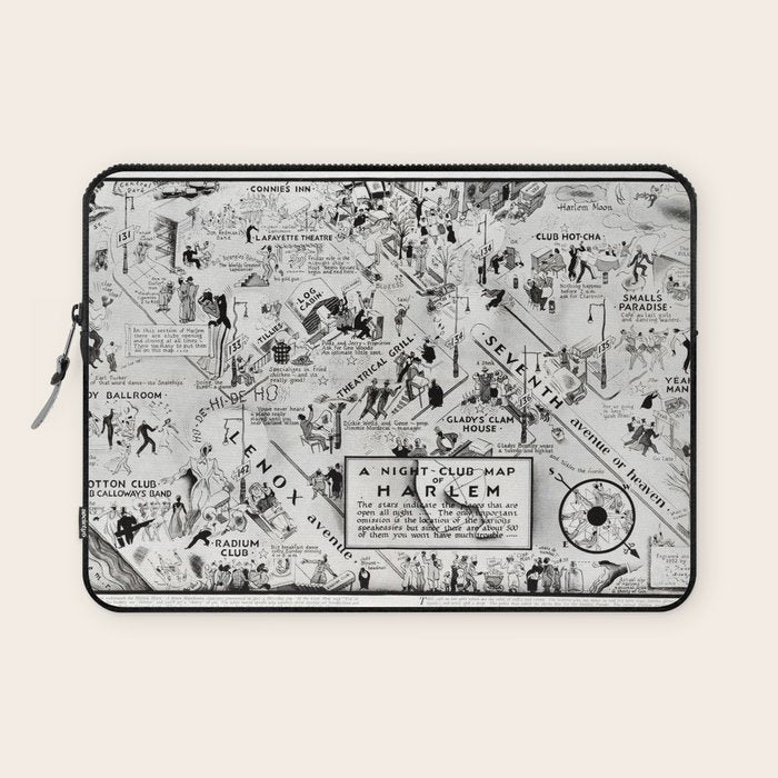 1932 Night-Club Map of Harlem, NY Centerfold from Manhattan Weekly by Elmer Simms Campbell Laptop Sleeve Gallery Image 1
