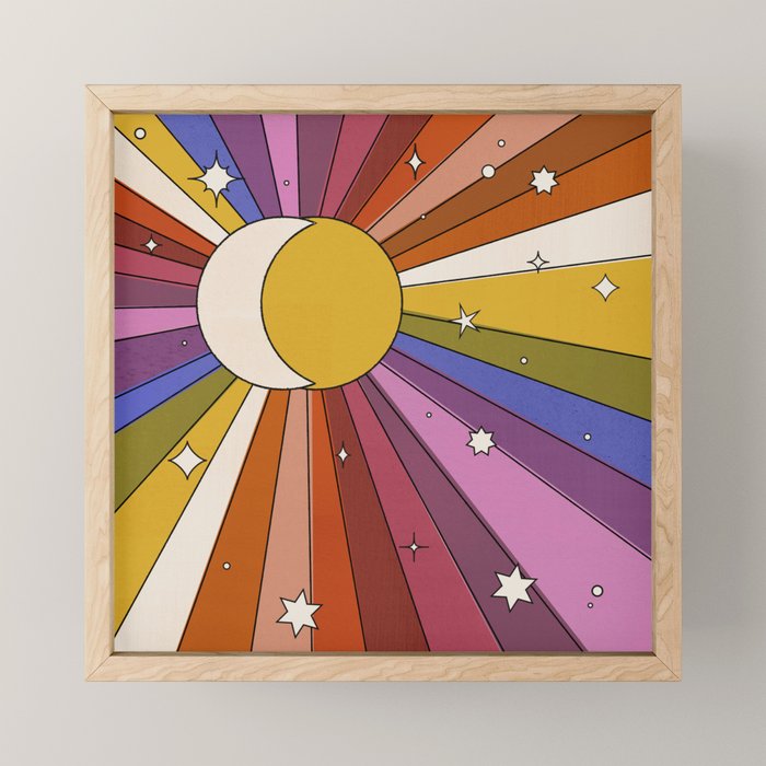 The Sun and the Moon - retro abstract Mini Art Print Gallery Image 1