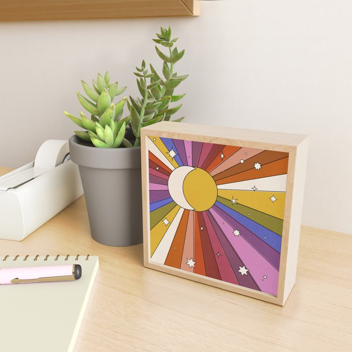 The Sun and the Moon - retro abstract Mini Art Print Gallery Image 2