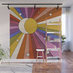 The Sun and the Moon - retro abstract Wall Mural Gallery Image 1