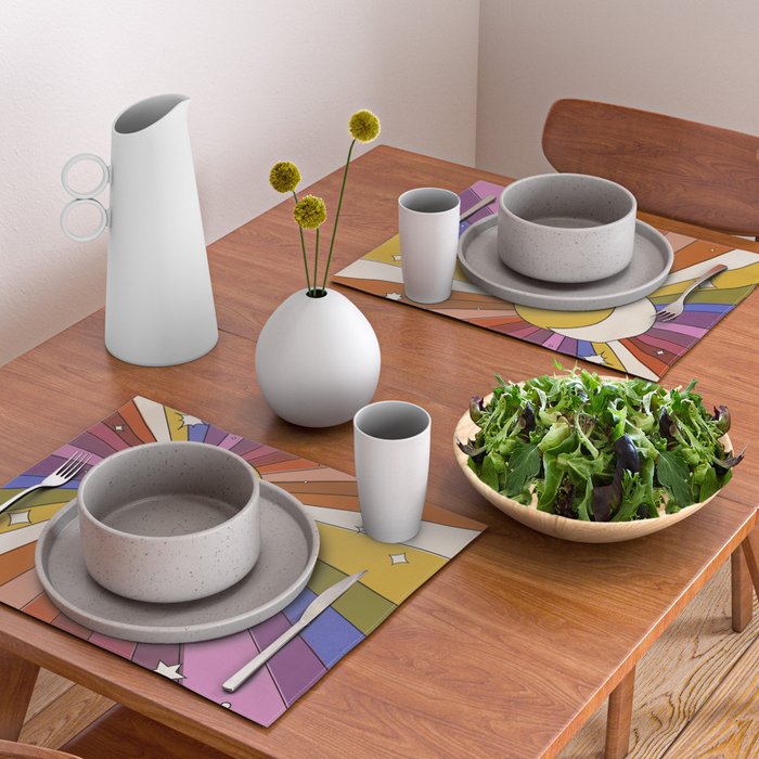 The Sun and the Moon - retro abstract Placemat Gallery Image 2