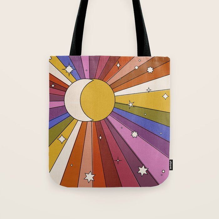 The Sun and the Moon - retro abstract Tote Bag Gallery Image 1