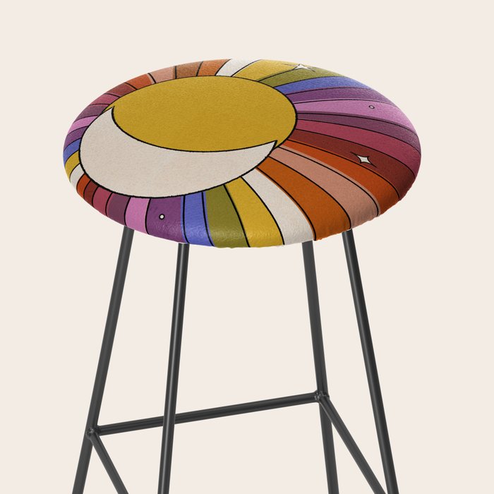 The Sun and the Moon - retro abstract Stool Gallery Image 2