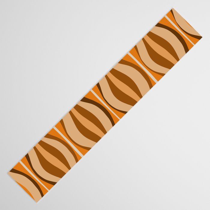 Hourglass Abstract Mid-century Modern Pattern in 70s Brown Orange Beige Table Runner Gallery Image 3