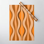 Hourglass Abstract Mid-century Modern Pattern in 70s Brown Orange Beige Wrapping Paper Gallery Image 1