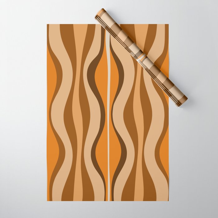 Hourglass Abstract Mid-century Modern Pattern in 70s Brown Orange Beige Wrapping Paper Gallery Image 1