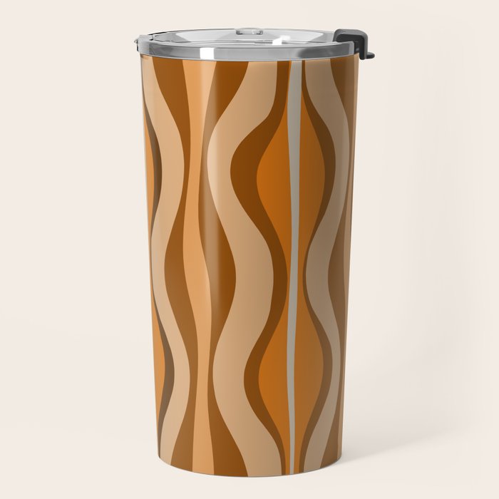 Hourglass Abstract Mid-century Modern Pattern in 70s Brown Orange Beige Travel Mug Gallery Image 2