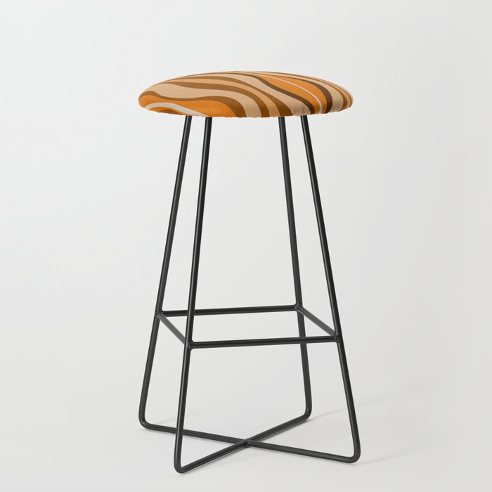 Hourglass Abstract Mid-century Modern Pattern in 70s Brown Orange Beige Stool Gallery Image 1