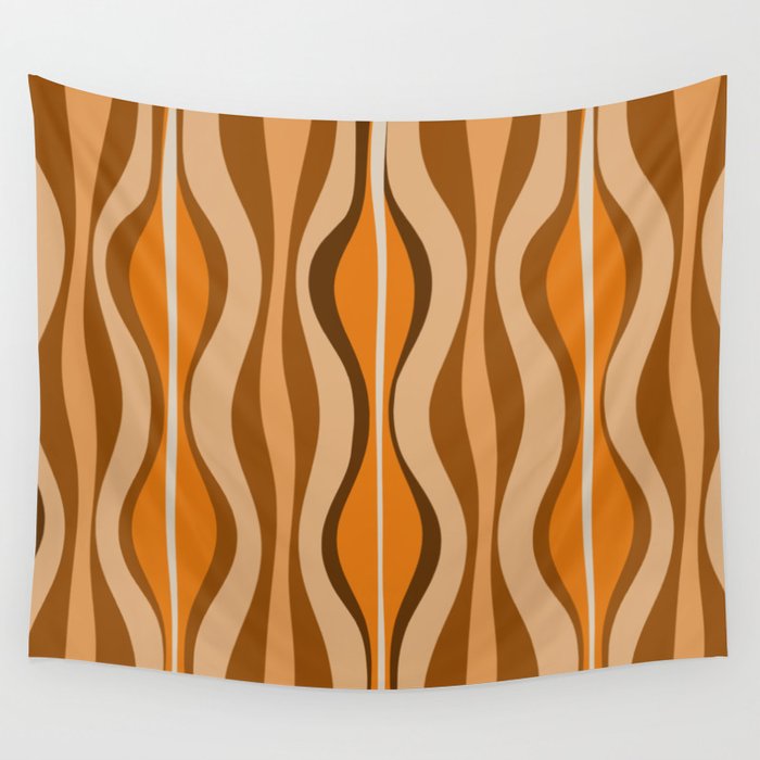 Hourglass Abstract Mid-century Modern Pattern in 70s Brown Orange Beige Wall Tapestry Gallery Image 4