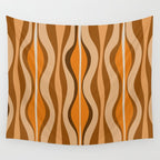 Hourglass Abstract Mid-century Modern Pattern in 70s Brown Orange Beige Wall Tapestry Gallery Image 4
