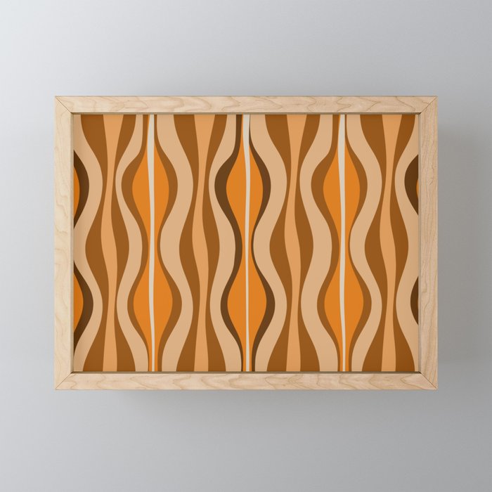 Hourglass Abstract Mid-century Modern Pattern in 70s Brown Orange Beige Mini Art Print Gallery Image 1