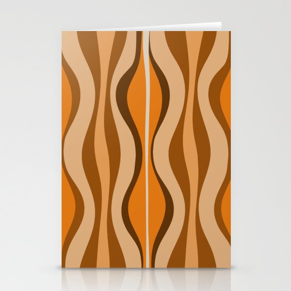 Hourglass Abstract Mid-century Modern Pattern in 70s Brown Orange Beige Stationery Card Gallery Image 1