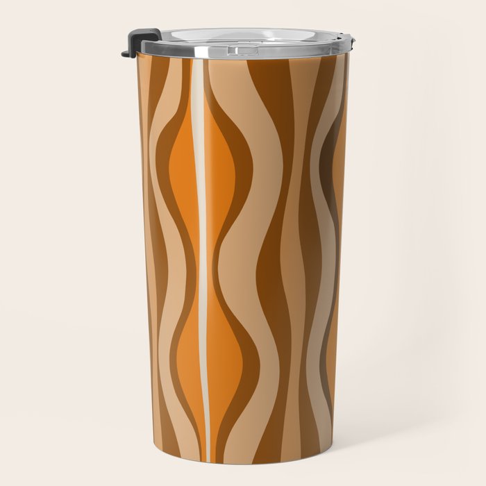 Hourglass Abstract Mid-century Modern Pattern in 70s Brown Orange Beige Travel Mug Gallery Image 3