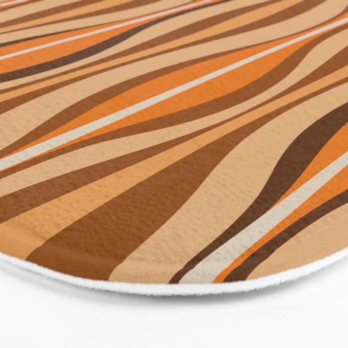 Hourglass Abstract Mid-century Modern Pattern in 70s Brown Orange Beige Bath Mat Gallery Image 3