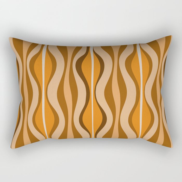 Hourglass Abstract Mid-century Modern Pattern in 70s Brown Orange Beige Rectangular Pillow Gallery Image 1