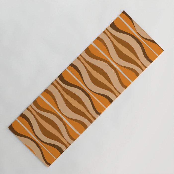 Hourglass Abstract Mid-century Modern Pattern in 70s Brown Orange Beige Yoga Mat Gallery Image 1
