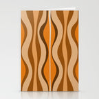 Hourglass Abstract Mid-century Modern Pattern in 70s Brown Orange Beige Stationery Card Gallery Image 2