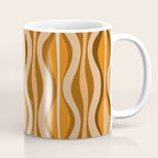 Hourglass Abstract Mid-century Modern Pattern in 70s Brown Orange Beige Coffee Mug Gallery Image 1