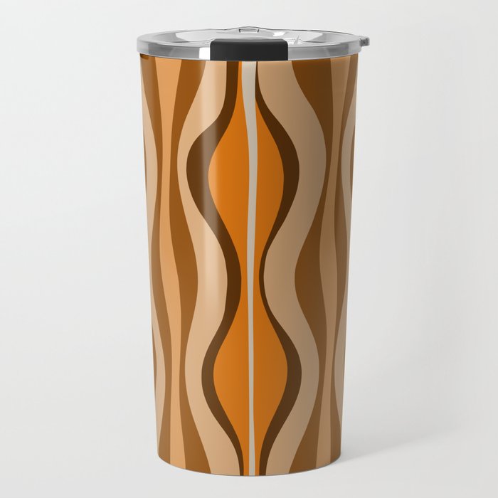 Hourglass Abstract Mid-century Modern Pattern in 70s Brown Orange Beige Travel Mug