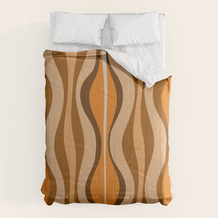Hourglass Abstract Mid-century Modern Pattern in 70s Brown Orange Beige Comforter Gallery Image 6