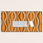 Hourglass Abstract Mid-century Modern Pattern in 70s Brown Orange Beige Desk Mat Gallery Image 1