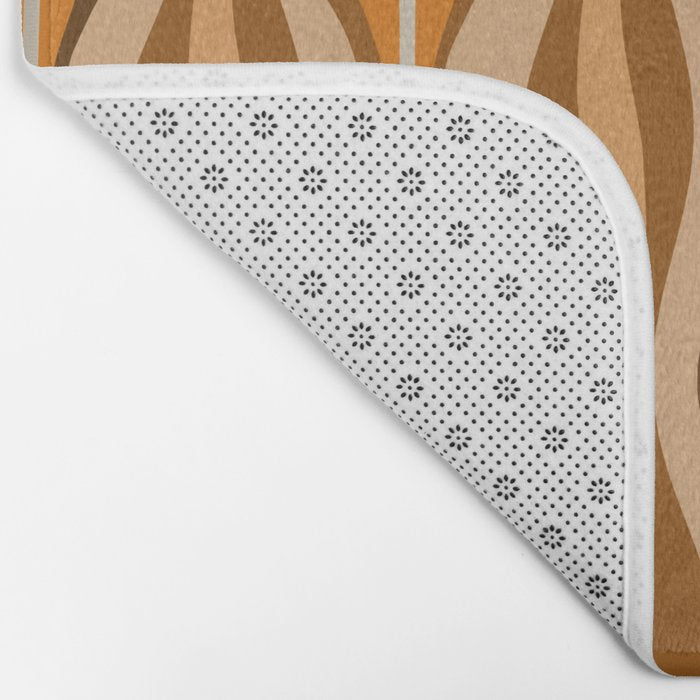 Hourglass Abstract Mid-century Modern Pattern in 70s Brown Orange Beige Bath Mat Gallery Image 2
