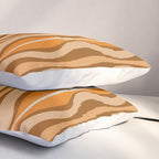 Hourglass Abstract Mid-century Modern Pattern in 70s Brown Orange Beige Pillow Sham Gallery Image 3