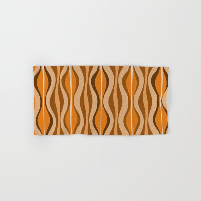 Hourglass Abstract Mid-century Modern Pattern in 70s Brown Orange Beige Bath Towel Gallery Image 1