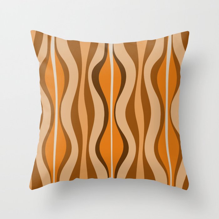 Hourglass Abstract Mid-century Modern Pattern in 70s Brown Orange Beige Throw Pillow Gallery Image 6