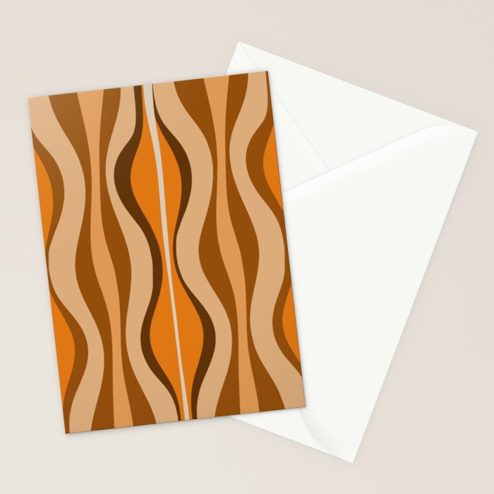 Hourglass Abstract Mid-century Modern Pattern in 70s Brown Orange Beige Stationery Card Gallery Image 2
