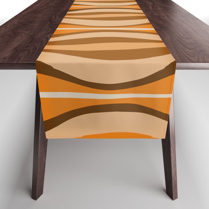 Hourglass Abstract Mid-century Modern Pattern in 70s Brown Orange Beige Table Runner Gallery Image 1